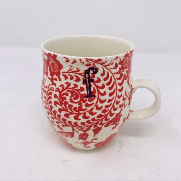 Anthropologie Homegrown Monogram Floral F Mug 14oz - Picture 1 of 6